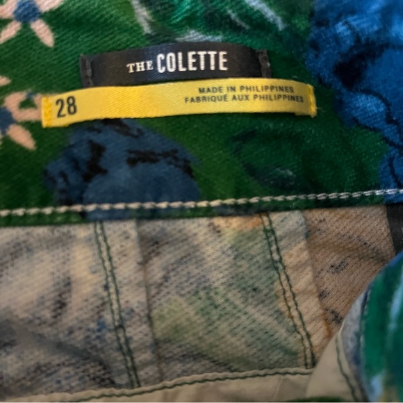 Anthropologie Maeve Colette Green Floral Velvet High-Waisted Wide-Leg Pants - 26 - Picture 11 of 13